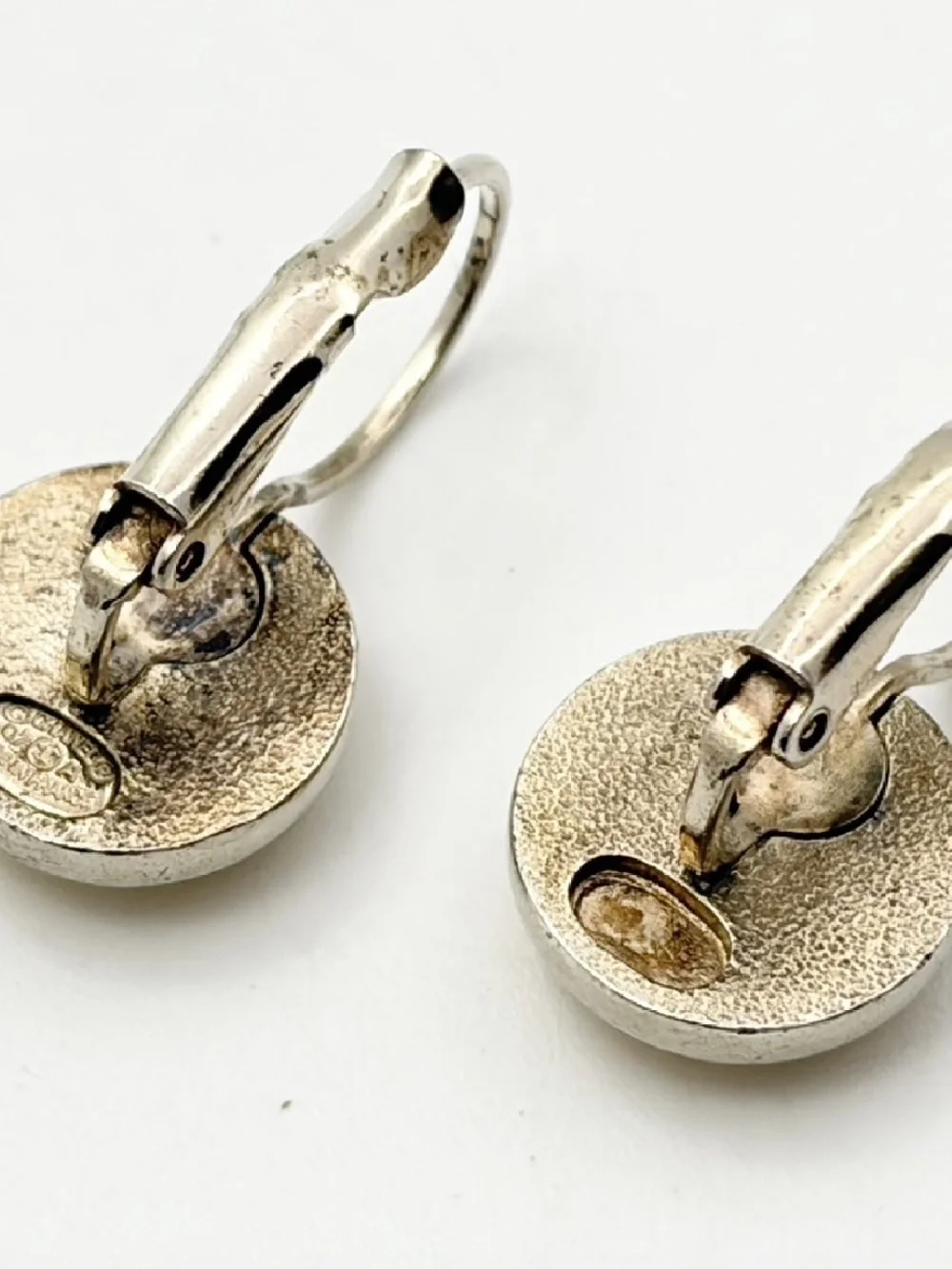CHANEL 07A Ivory Round Hook Cream Resin Drop Earrings with Gold Accents